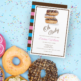 Invitación Baby Shower de donuts de chocolate acuarela