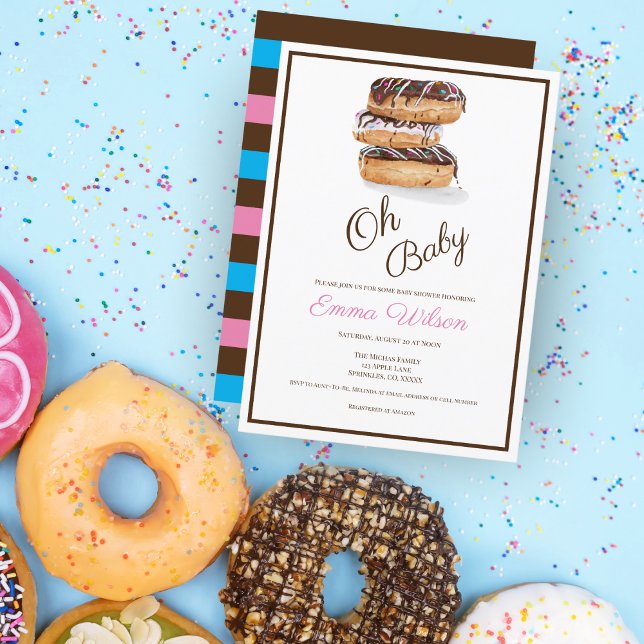Invitación Baby Shower de donuts de chocolate acuarela (Subido por el creador)