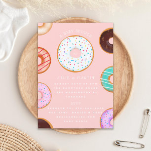 Invitación Baby Shower de donuts rosados