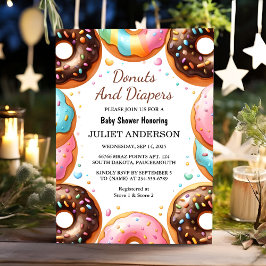 Invitación Baby Shower De Donuts Y Diapers Azules Rosados De 