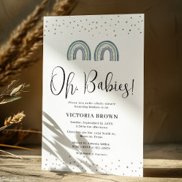 Invitación Baby Shower de dos bebés con lazo arco 
