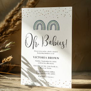 Invitación Baby Shower de dos bebés con lazo arco