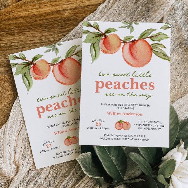 Invitación Baby Shower de dos gemelos peaches (Subido por el creador)