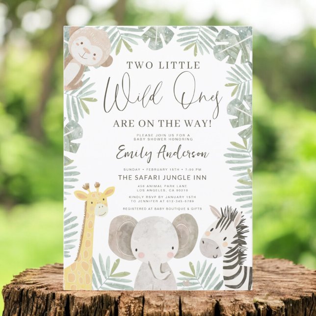 Invitación Baby Shower De Dos Pequeños Animales Safari Salvaj (Subido por el creador)