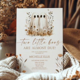 Invitación Baby Shower de dos pequeños gemelos de flores silv