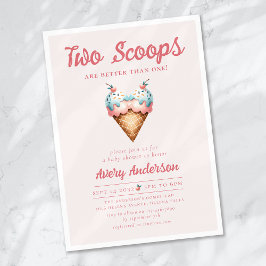 Invitación Baby Shower de dos Scoops Ice Cream Twins
