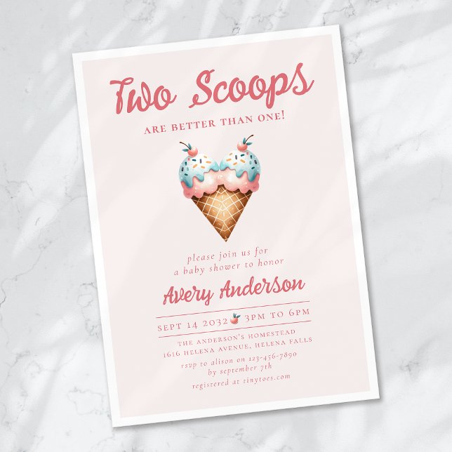 Invitación Baby Shower de dos Scoops Ice Cream Twins (Subido por el creador)