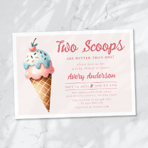 Invitación Baby Shower de dos Scoops Ice Cream Twins