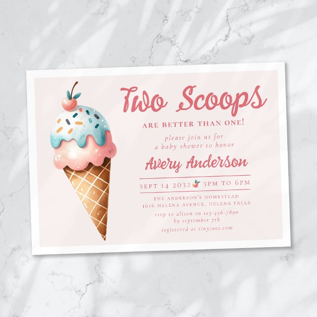 Invitación Baby Shower de dos Scoops Ice Cream Twins (Subido por el creador)