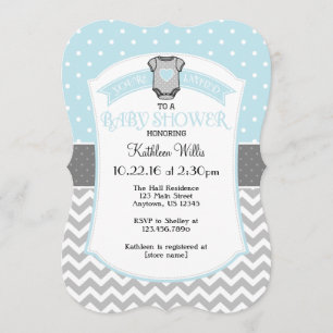 Invitación Baby Shower de Dot Polka Azul Polvo Che