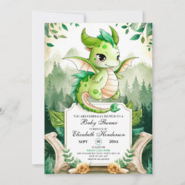 Invitación Baby Shower de Dragon Editable Feliz