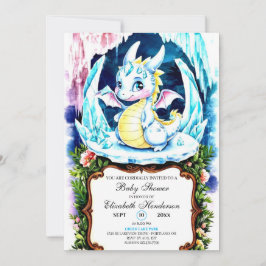 Invitación Baby Shower de Dragon Editable Pastel