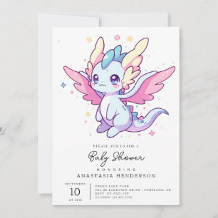 Invitación Baby Shower de Dragón moderno mítico