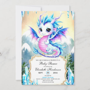 Invitación Baby Shower de dragón simple encantado
