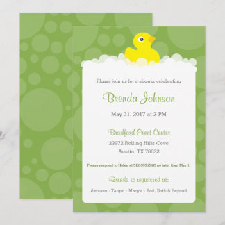 Invitación Baby Shower de dudoso caucho - Verde
