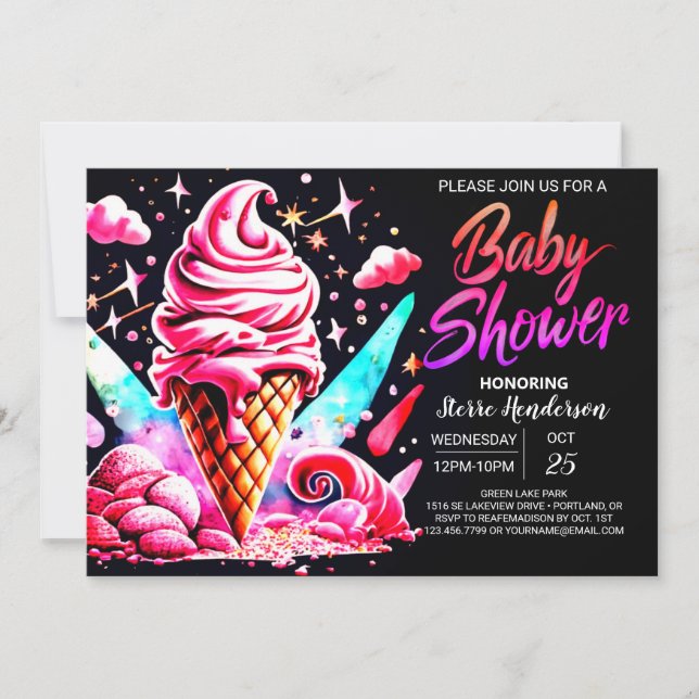 Invitación Baby Shower de dulzura digital encantada (Anverso)