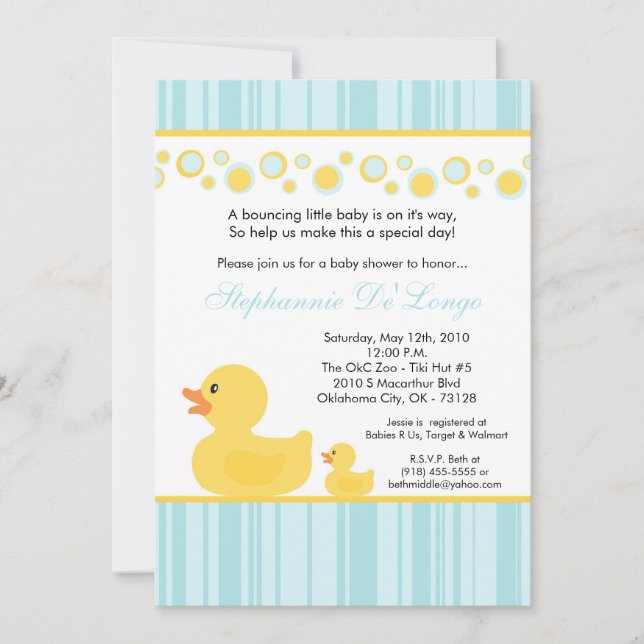 Invitación Baby Shower de dureza amarilla 5 x 7 (Anverso)