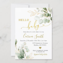 Baby Shower de ecología de eucalipto ruso minimali