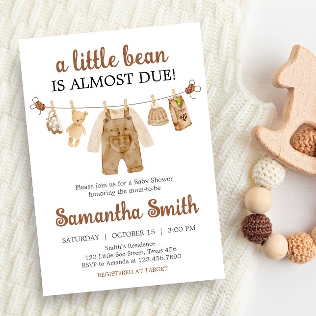Invitación Baby Shower de elaboración de café (Coffee Little Bean Baby Shower Invitation)