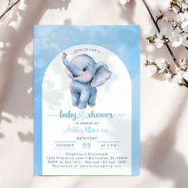 Invitación Baby Shower de Elefante Azul caprichosa