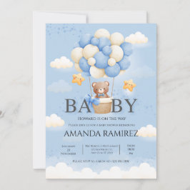 Invitación Baby Shower de elefante azul personalizado