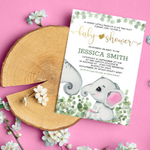 Invitación Baby Shower de Elefante de Agua Neutral de Género