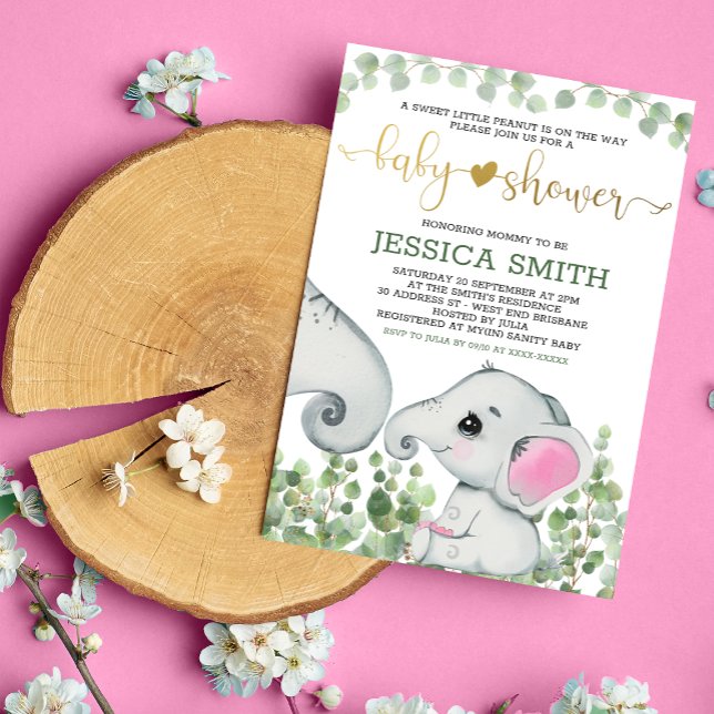 Invitación Baby Shower de Elefante de Agua Neutral de Género (Subido por el creador)