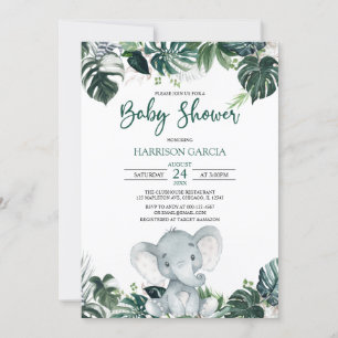 Invitación Baby Shower de Elefante de Niño Neutral de Género