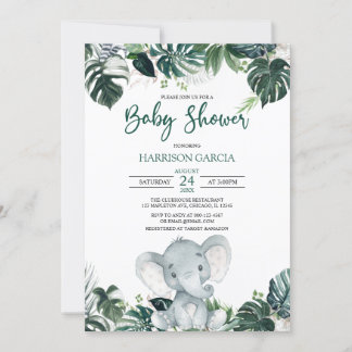 Invitación Baby Shower de Elefante de Niño Neutral de Género