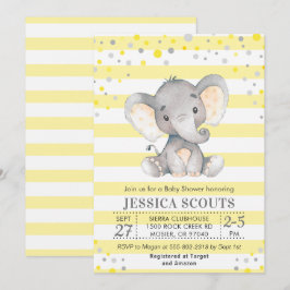 Invitación Baby Shower de elefante de punto neutro de polka a