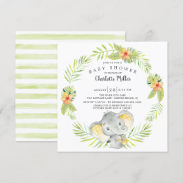 Invitación Baby Shower de elefante de selva neutral de género