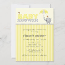 Baby Shower de elefante gris y amarillo