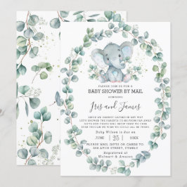 Invitación Baby Shower de elefante limpio por correo