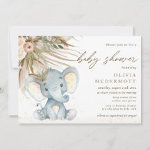 Baby Shower de Elefante Neutral Boho Pampas