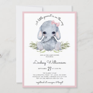 Invitación Baby Shower de Elefante Rosa