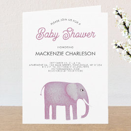 Invitación Baby Shower de Elefante Rosa