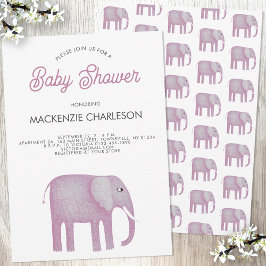 Invitación Baby Shower de Elefante Rosa