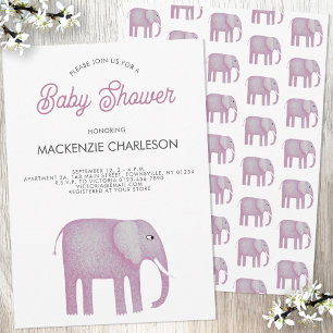 Invitación Baby Shower de Elefante Rosa