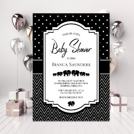 Invitación Baby Shower de Elefantes Negros