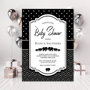 Invitación Baby Shower de Elefantes Negros
