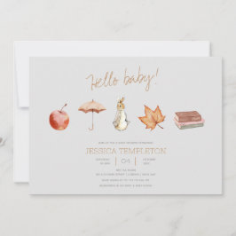 Invitación Baby Shower de elementos de caída de conejo