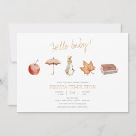 Invitación Baby Shower de elementos de caída de conejo