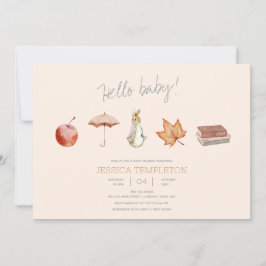 Invitación Baby Shower de elementos de caída de conejo