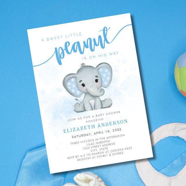 Invitación Baby Shower de Elephant Little Peanut Boy (Subido por el creador)