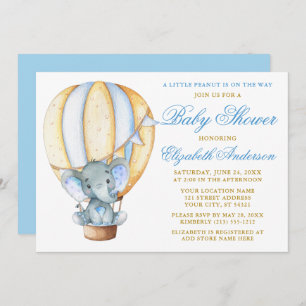 Invitación Baby Shower de Elephant Peanut Balloon de aire cal
