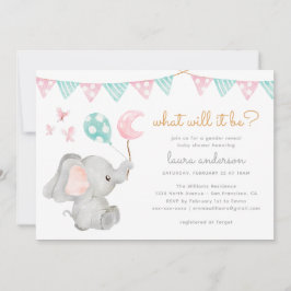 Invitación Baby Shower de Elephant Revelado de Género