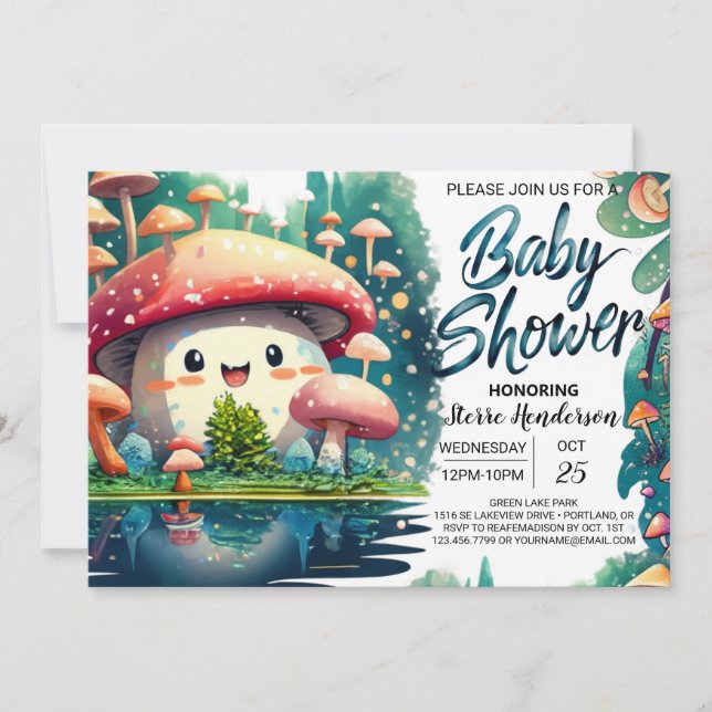 Invitación Baby Shower de encantamiento de Boho Toadstool (Anverso)