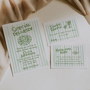 Invitación Baby Shower de entrega especial de Hand Dawn Green