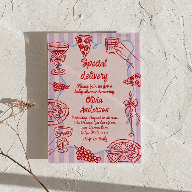 Invitación Baby Shower de entrega especial de Pizza Hand (Subido por el creador)