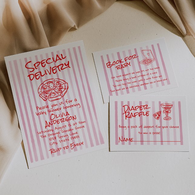 Invitación Baby Shower de entrega especial Hand Dawn Pizza (Subido por el creador)